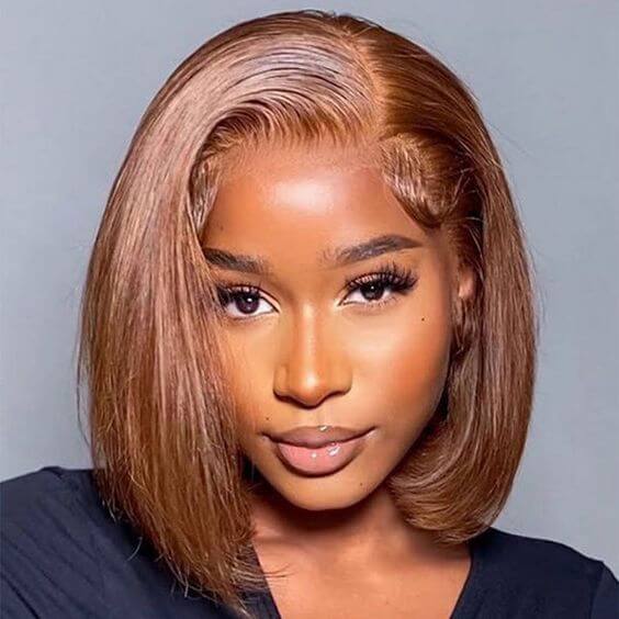 Reddish Brown Auburn Copper Color Human Hair Straight Short  display picture 1
