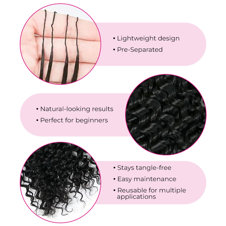 Bling Hair In New Water Wave Crochet Human Hair for Boho Braids with Miracle Knots Time-Saving Install