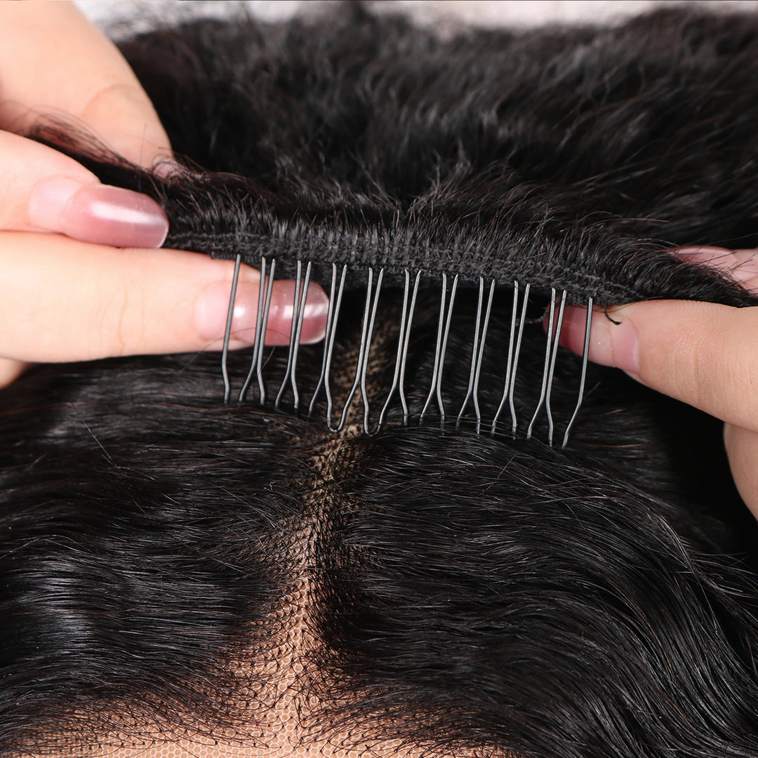 Drawstring Pull Go Wig | Deep Wave Curly V Part Glueless Wig Beginner Friendly Undetectable Leave Out Natural Scalp Thick Human Hair Blinghair