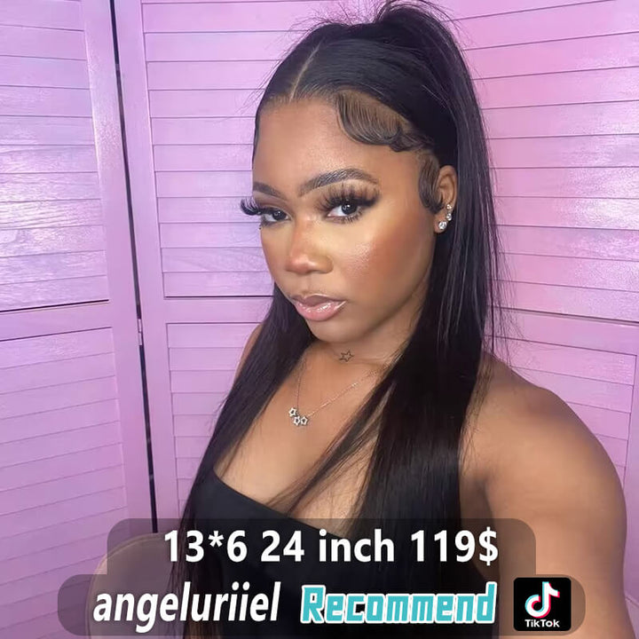 30 Inch 13x6 Bone Straight Lace Front Human Hair Wigs 180% Transparen Lace Wig