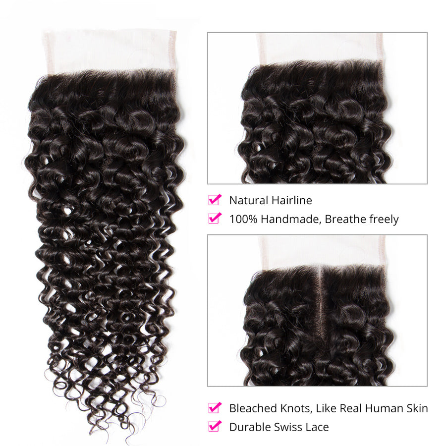 Kinky Curly HD 5x5 Lace Closure Pre Plucked with Baby Hair Free Part Human Hair