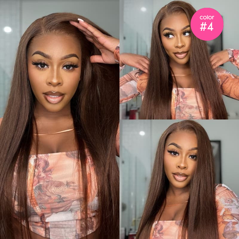 Straight 13x4 13x6 Lace Front Human Hair Wigs Brown Burgundy Ginger