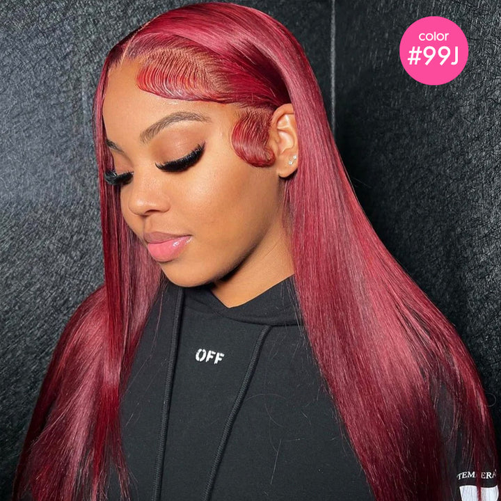 Straight 13x4 13x6 Lace Front Human Hair Wigs Brown Burgundy Ginger