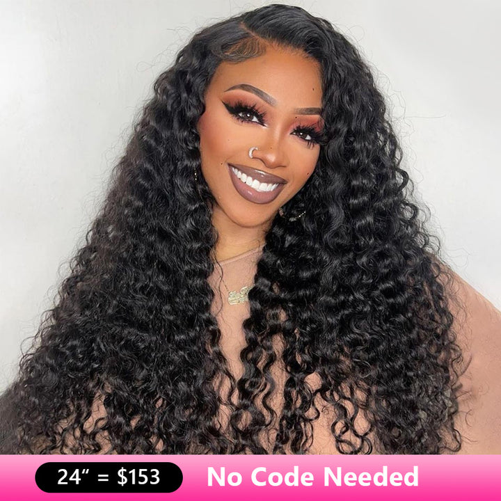 Deep Wave 13x6 13x4 Lace Frontal Wig Natural Color Human Hair Wig 180% Density