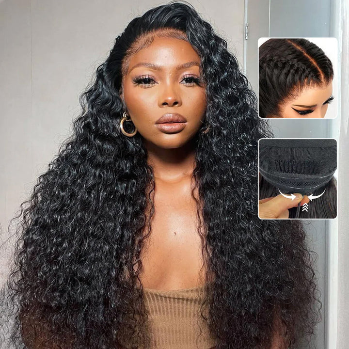 Deep Wave Pull Go Glueless 13x6 Full Lace Frontal Human Hair Wigs
