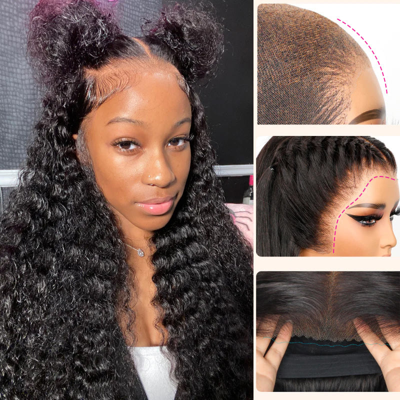 Deep Wave Pull Go Glueless 13x6 Full Lace Frontal Human Hair Wigs