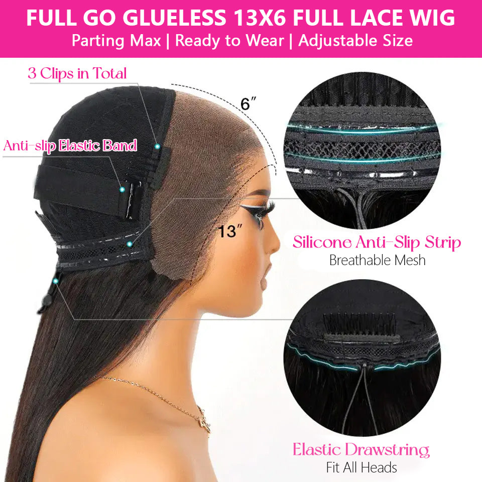 Deep Wave Pull Go Glueless 13x6 Full Lace Frontal Human Hair Wigs