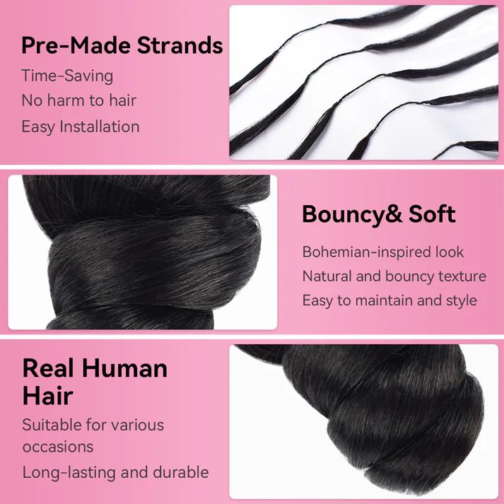 Bling Hair New In Loose Wave Crochet Hair Natural Black Human Hair Extensions