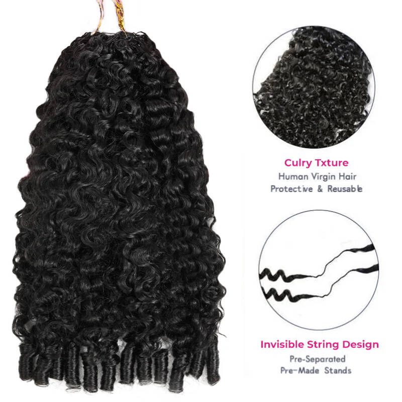Bling Hair New In Burmese Curly Crochet Human Hair, Designed for Miracle Knots Boho Braids Plush Texture Time-Saving Wear