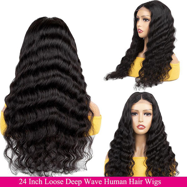 250% Loose Deep Wave Front Wig 13x4 Lace Frontal Human Hair Wigs For Women Pre Plucked Front Wig