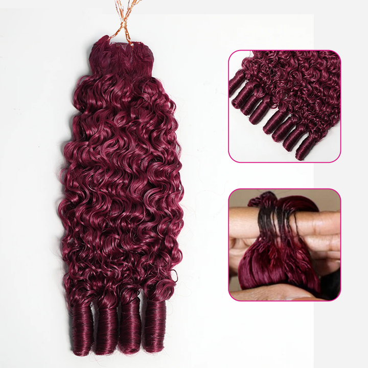 Bling Hair New In 99J Burgundy Burmese Curly Crochet Human Hair for Miracle Knots Plush Texture Time-Saving Wear