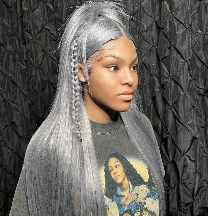 Super Sale Transparent Lace Frontal Wig Brazilian Straight Wig Silver Grey Lace Front Colored Human Hair Wigs