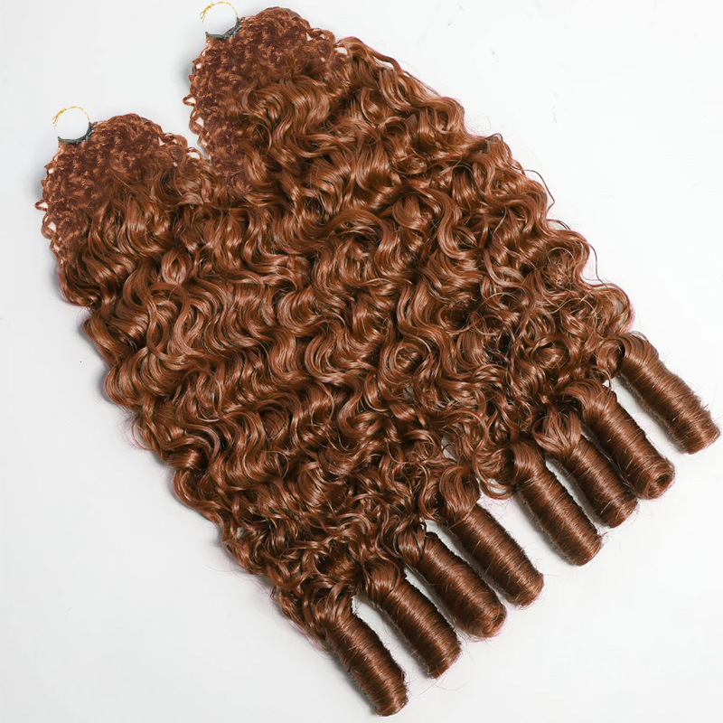 Bling Hair New In Color #30 Light Auburn Burmese Curly Crochet Human Hair for Miracle Knots Plush Texture Time-Saving Wear