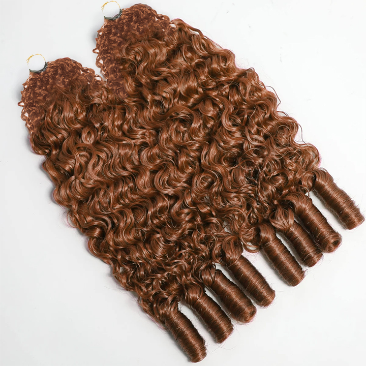 Bling Hair New In Color #30 Light Auburn Burmese Curly Crochet Human Hair for Miracle Knots Plush Texture Time-Saving Wear