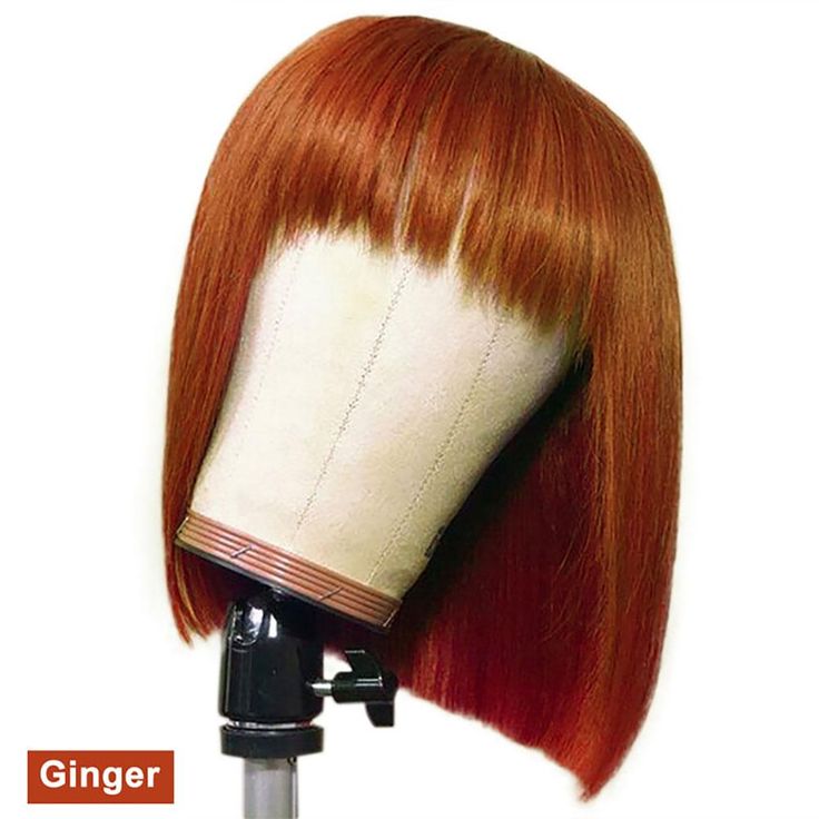Ginger Wear and Go Wig Ginger Bob 100% Virgin Human Hair Wig 350 Color Glueless Bob Wig With Bangs