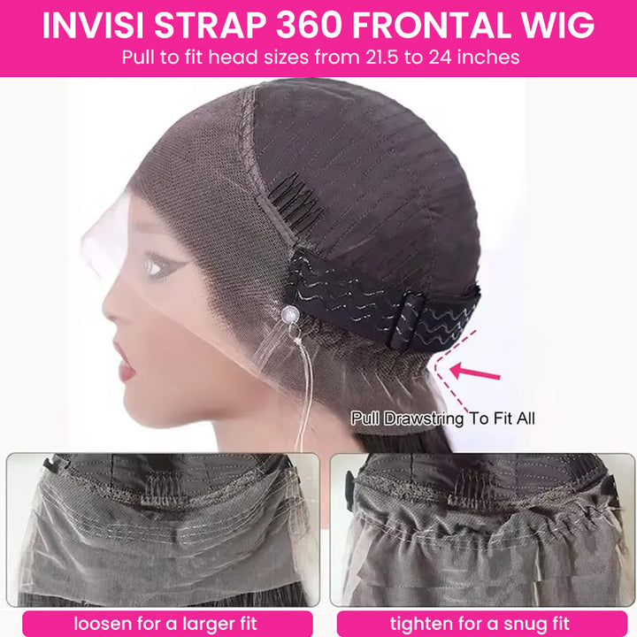 360 Invisi Strap Lace Frontal Human Hair Wigs Pre Plucked 30 Inch Brazilian Body Wave Lace Wig