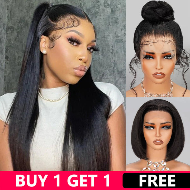 BOGO Deal Straight 360 Lace Frontal Wig 26 inch Plus Bob Wig 8 inch