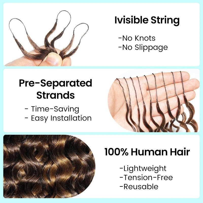 Bling Hair New In Chocolate Brown Water Wave Crochet Hair Machine Made Feather Crochet Human Hair Extension