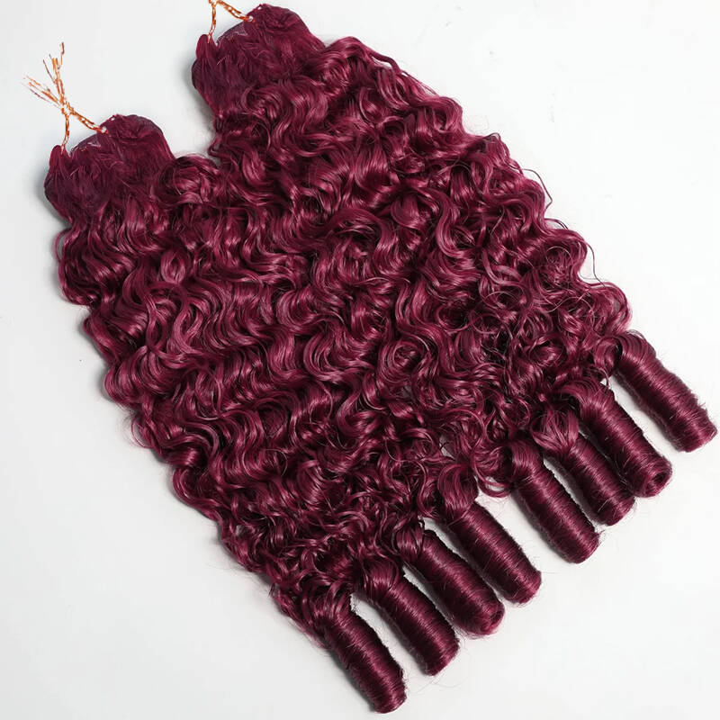 Bling Hair New In 99J Burgundy Burmese Curly Crochet Human Hair for Miracle Knots Plush Texture Time-Saving Wear