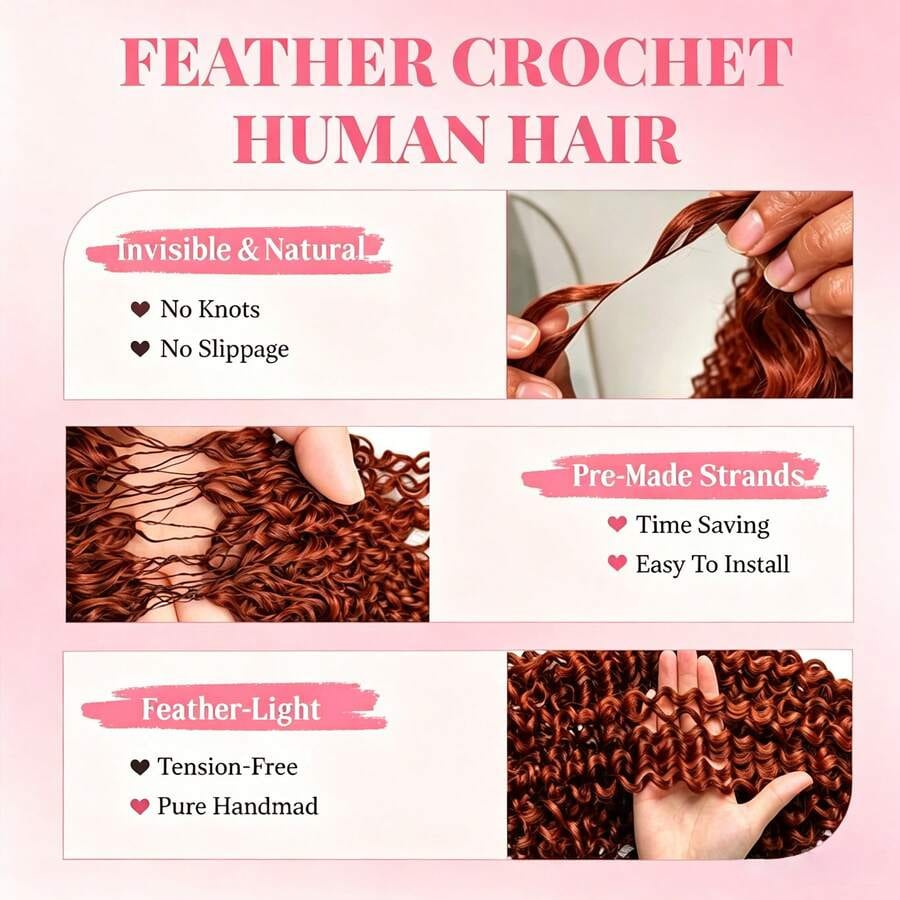 Bling Hair New In #33 Burmese Curly Crochet Human Hair For Black Women Reddish Brown Burmese Curly Crochet Hair Miracle Knots Plush Texture Time-Saving Wear[No Code Needed]