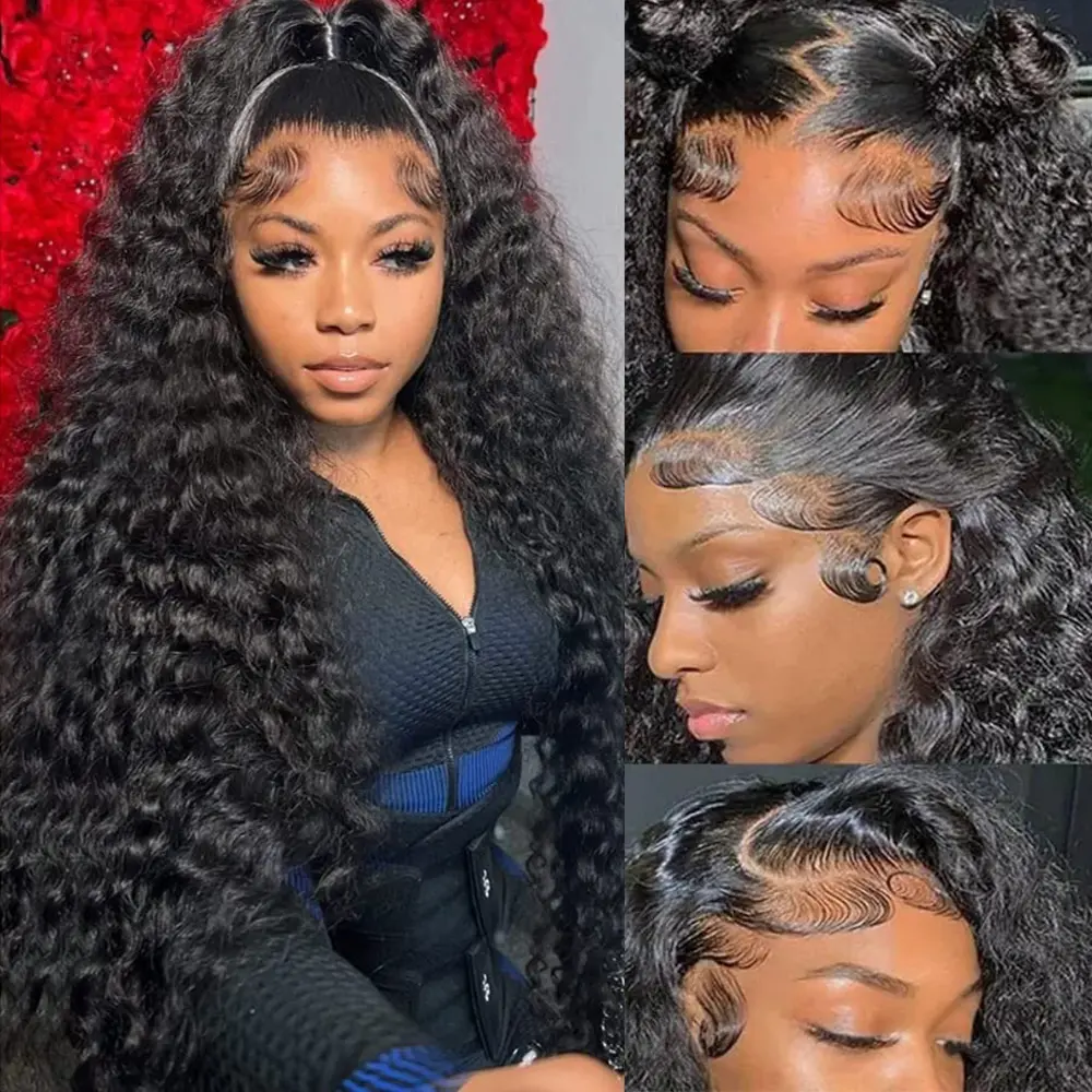 Bling Hair Fashion 13x4 13x6 Deep Wave HD Lace Front Wig Human Hair 180% density Transparent Lace Frontal Wigs For Women Real Hair Wigs PrePlucked Lace Front Wig