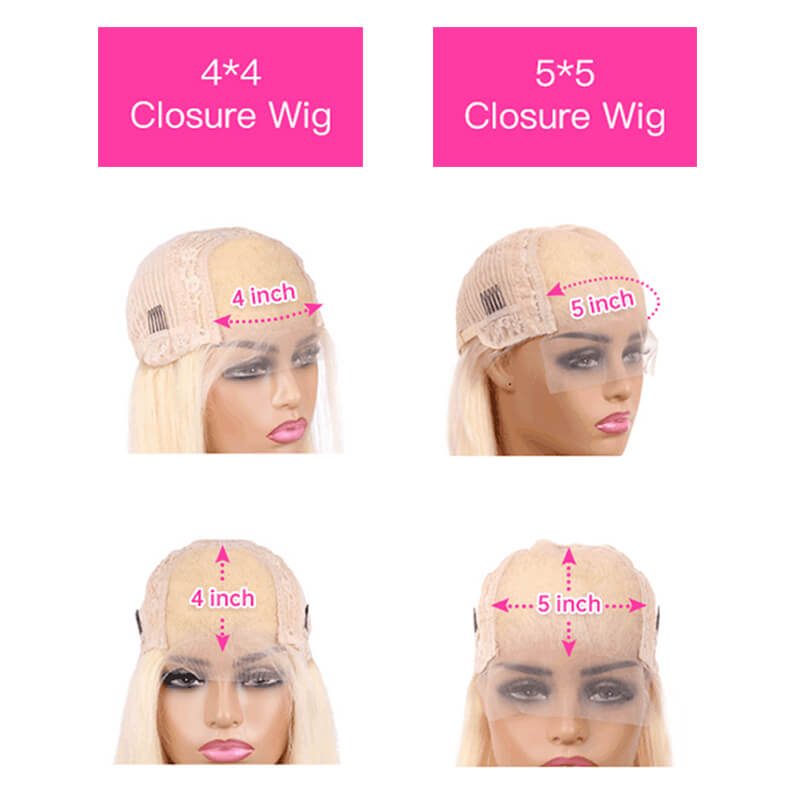 Blinghair 5x5 613 Blonde Transparent HD Lace Closure Wigs Straight Virgin Human Hair Wigs