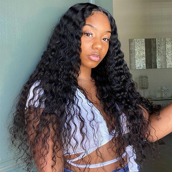 Buy One Get One Free Deep Wave Lace Wig Plus 99J Straight Bob Wig WIth Bang