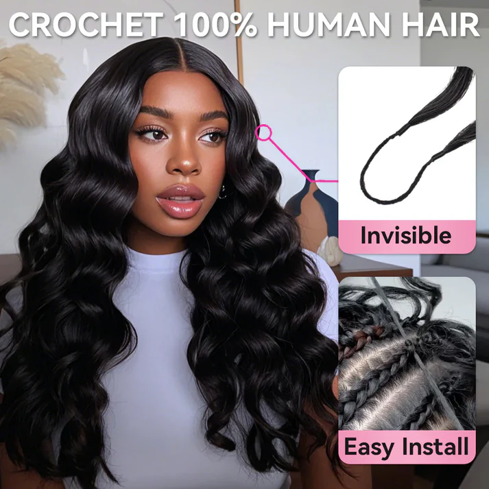 Bling Hair New In Loose Wave Crochet Hair Natural Black Human Hair Extensions