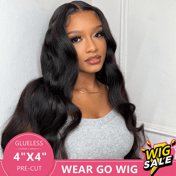 Limit Stock 4x4 Ready to Wear Glueless Lace Wigs with Pre Cut Lace Straight /Body Wave / Deep Wave