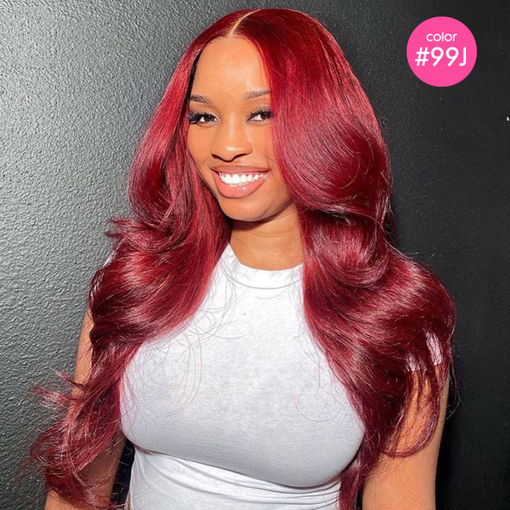 Glueless 5x5 Lace Closure Human Hair Body Wave Wigs Brown Burgundy Ginger