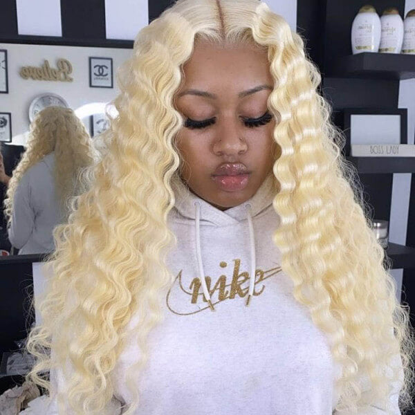 Loose Deep Wave HD Transparent Lace 613 Blonde Human Hair Wigs