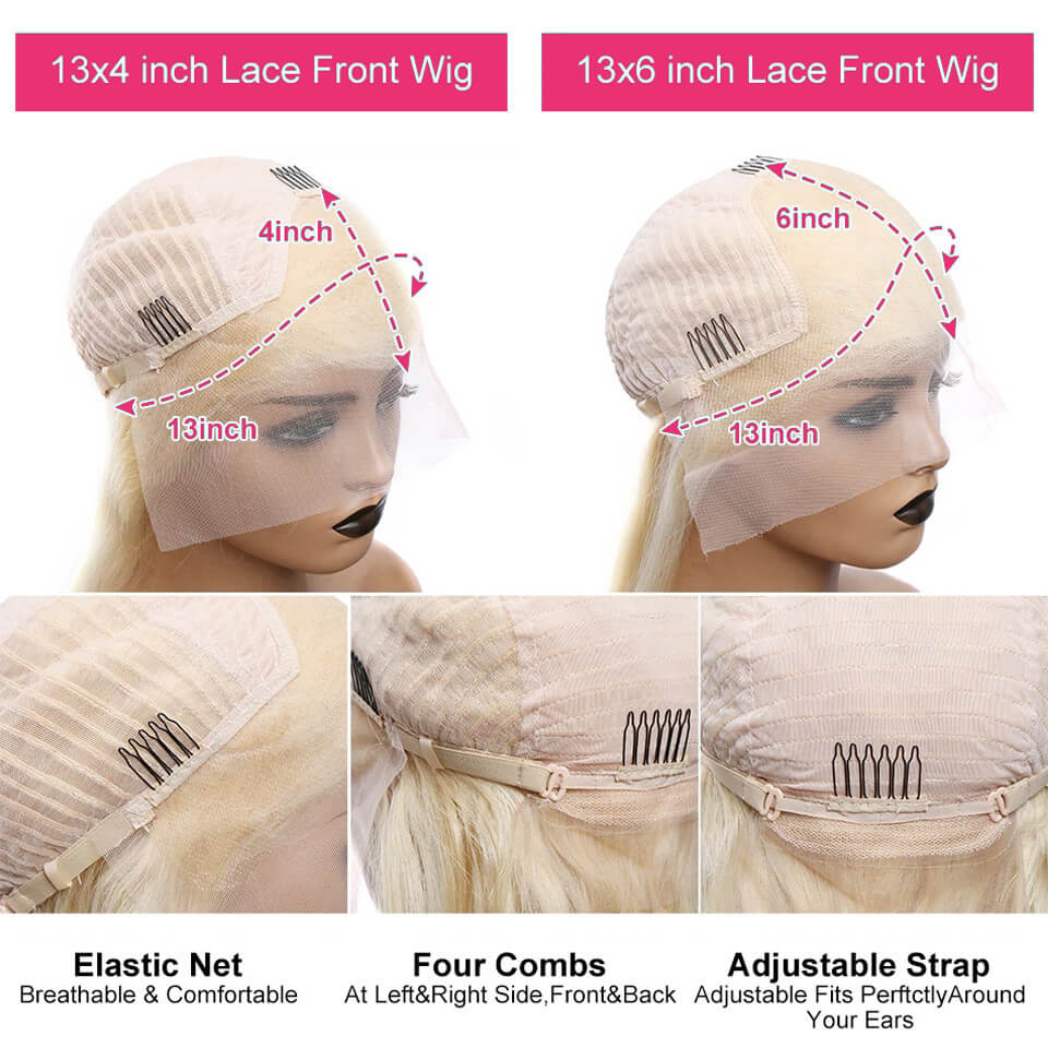 613 Blonde Body Wave 13x4 13x6 Transparent Lace Front Human Hair Frontal Wigs 180% Density