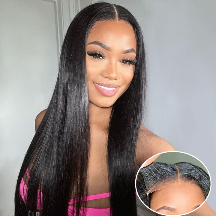 Straight Glueless 5x5 Lace Closure Human Hair Wigs Pre-Everything 180% Density