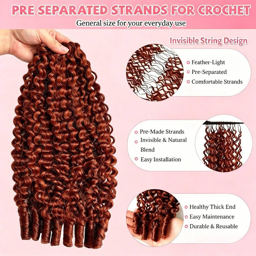 Bling Hair New In #33 Burmese Curly Crochet Human Hair For Black Women Reddish Brown Burmese Curly Crochet Hair Miracle Knots Plush Texture Time-Saving Wear[No Code Needed]