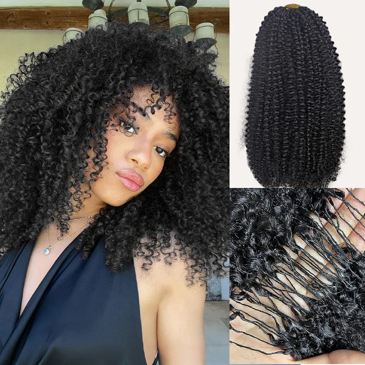 Bling Hair New In Afro Curly Crochet Human Hair for Miracle Knots, Boho Braid Ready – Time-Saving Pre-Separated Strands