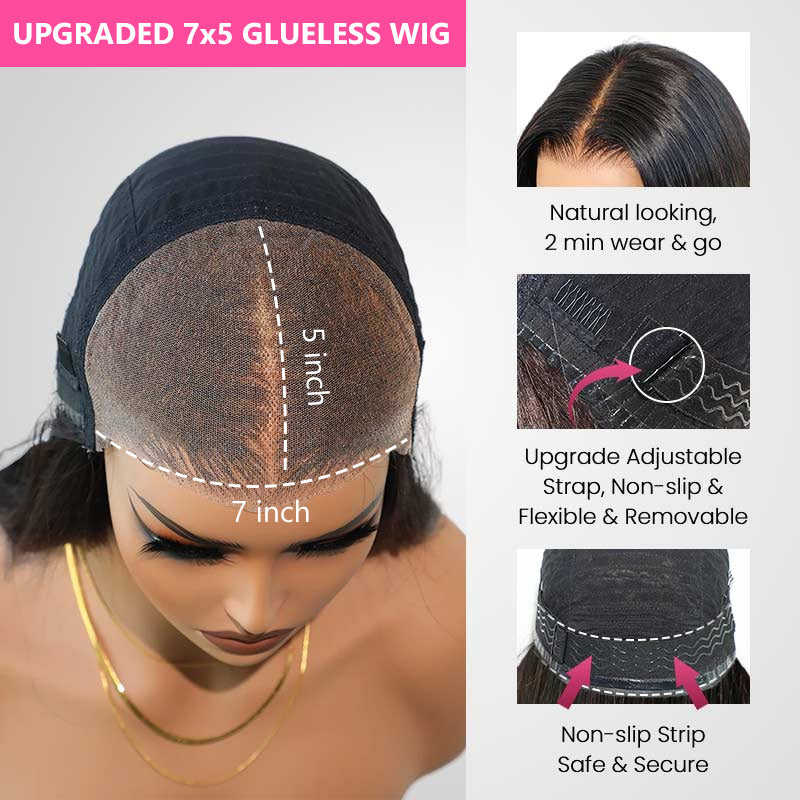 Bling Hair Glueless Human Hair Wigs Pre-Cut 7x5 6x4 5x5 Lace Closure Wig Straight Ready to Wear Bleached Knots