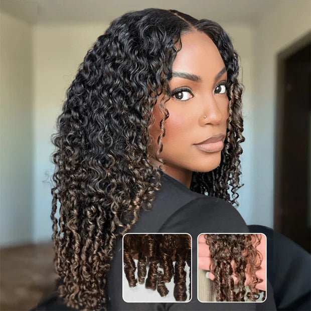 360 Burmese Curly Chestnut Brown Ombre Invisi Strap Snug Fit Transparent Lace Frontal Bleached Knots Pre Cut Lace Wig Glueless Top Human Hair Wig