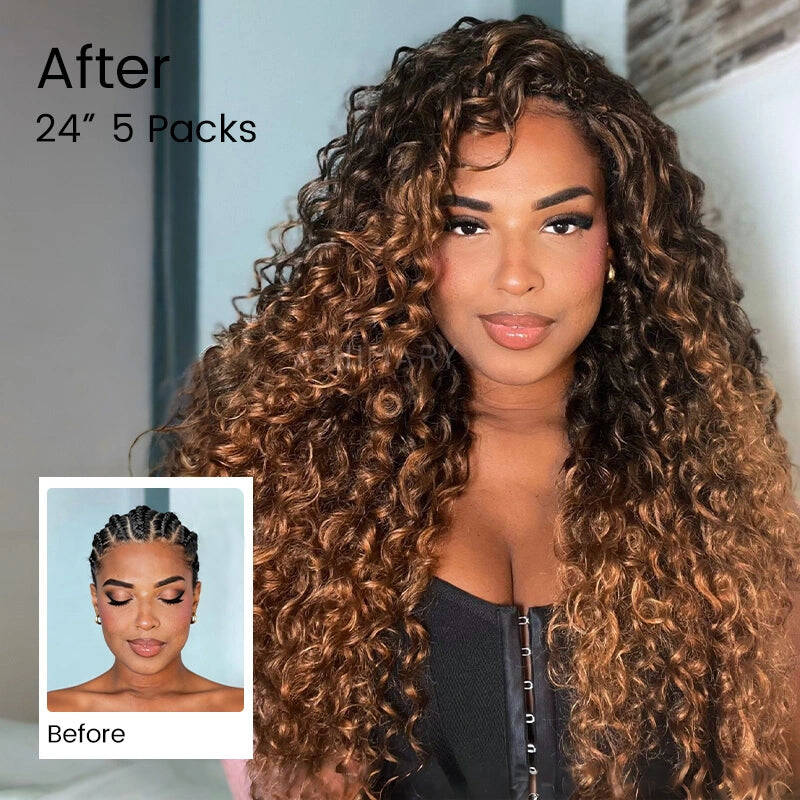 Bling Hair New In Chocolate Brown Water Wave Crochet Hair Machine Made Feather Crochet Human Hair Extension