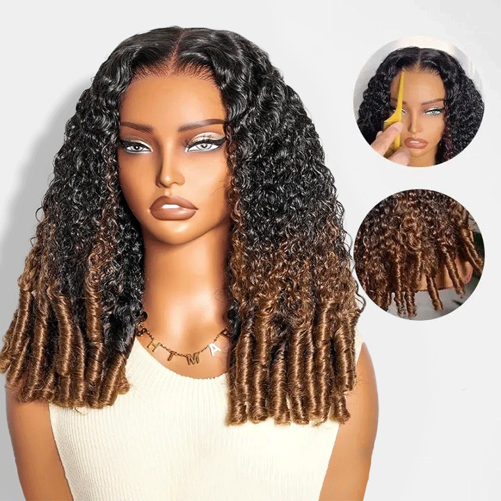 360 Burmese Curly Chestnut Brown Ombre Invisi Strap Snug Fit Transparent Lace Frontal Bleached Knots Pre Cut Lace Wig Glueless Top Human Hair Wig