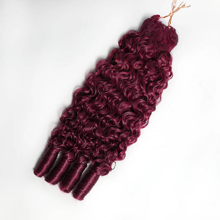 Bling Hair New In 99J Burgundy Burmese Curly Crochet Human Hair for Miracle Knots Plush Texture Time-Saving Wear