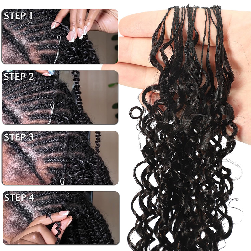 Bling Hair New In Kinky Curly Crochet Human Hair for Natural Boho Braids Miracle Knots Ready Time-Saving Pre-Separated
