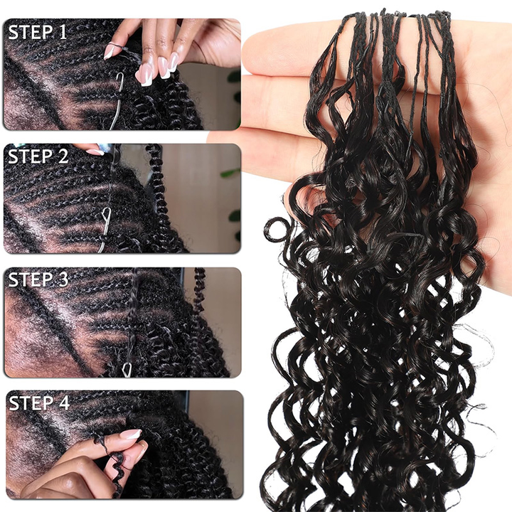 Bling Hair New In Kinky Curly Crochet Human Hair for Natural Boho Braids Miracle Knots Ready Time-Saving Pre-Separated