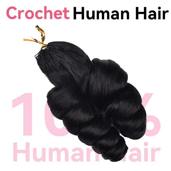 Bling Hair New In Loose Wave Crochet Hair Natural Black Human Hair Extensions