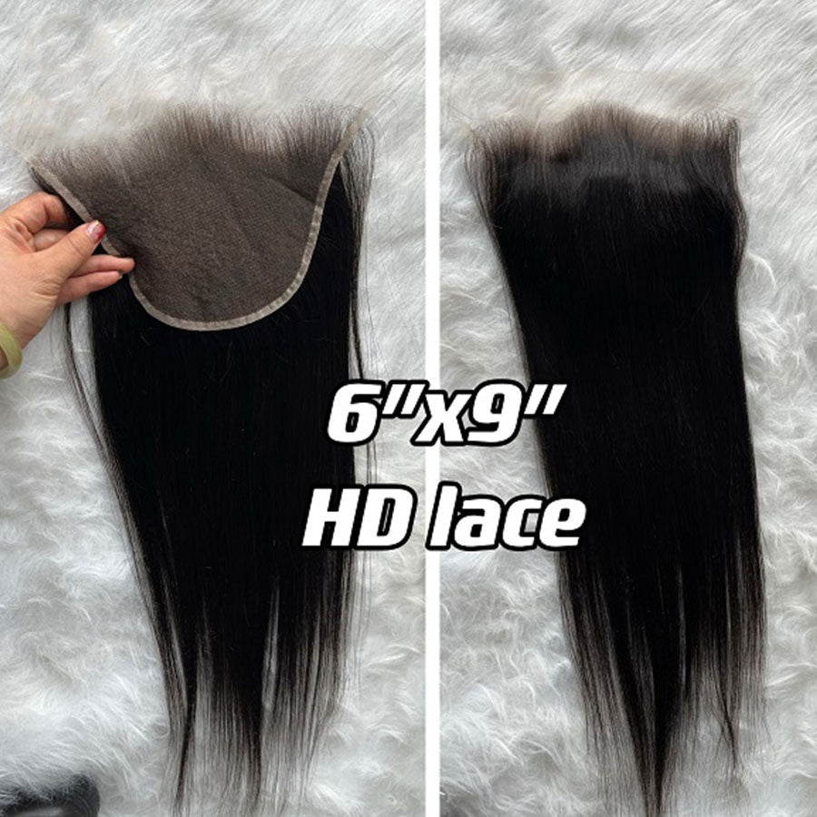 9x6 HD Lace Frontal Closure Straight Human Hair Transparent Lace Closures Only
