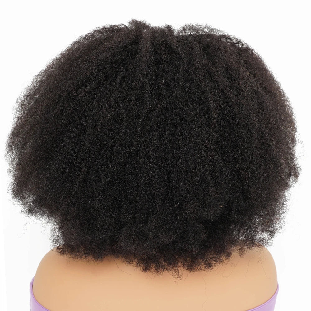 Glueless Afro Kinky Curly Bob Natrual Hair line Human Hair Wigs