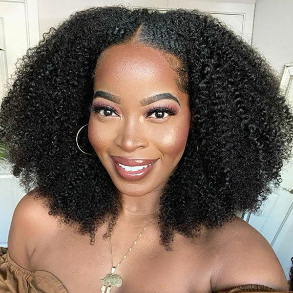 Afro Kinky Curly U Part Wig Glueless Human Hair Wig 4B 4C Easy to Wear