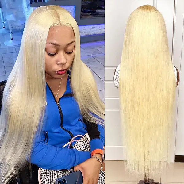 Blinghair 5x5 613 Blonde Transparent HD Lace Closure Wigs Straight Virgin Human Hair Wigs
