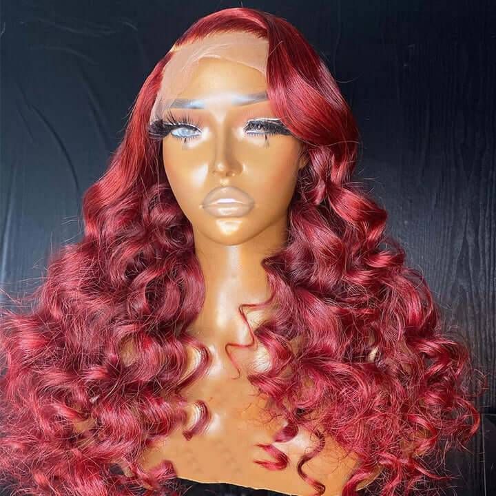 Burgundy Loose Deep Wave Lace Front Wig 99j Red Colore Hair Glueless Undetectable Hair Wig