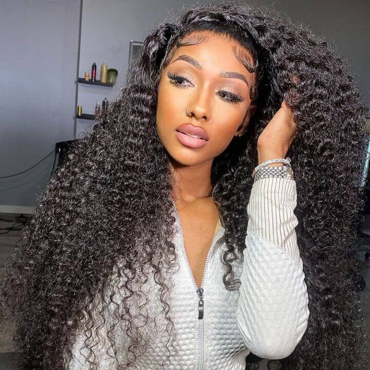 Long Curly 13x4 Full Lace Front Wigs Thick High Density Pre-plucked Human Hair Wig