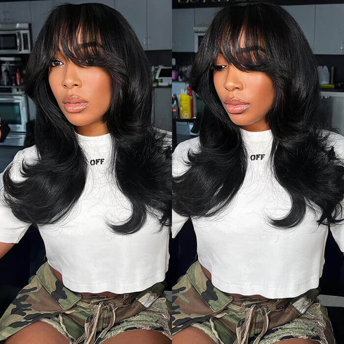 Face-Framing Curtain Bangs Body Wave Wig Glueless Ready Go 6x4 Pre-Bleached Tiny Knots Pre-Plucked Lace Wig